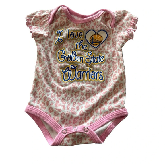 NBA Other - NBA baby girl size 0-3 mo I Love the Golden State Warriors pink camo onesie